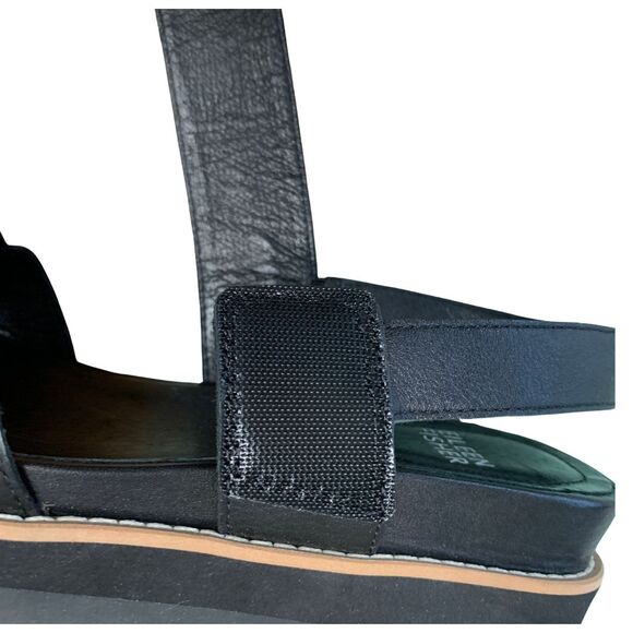 Eileen Fisher Black Leather Flatform Comfort Sandals Women’s Size 6.5 - Picture 7 of 11